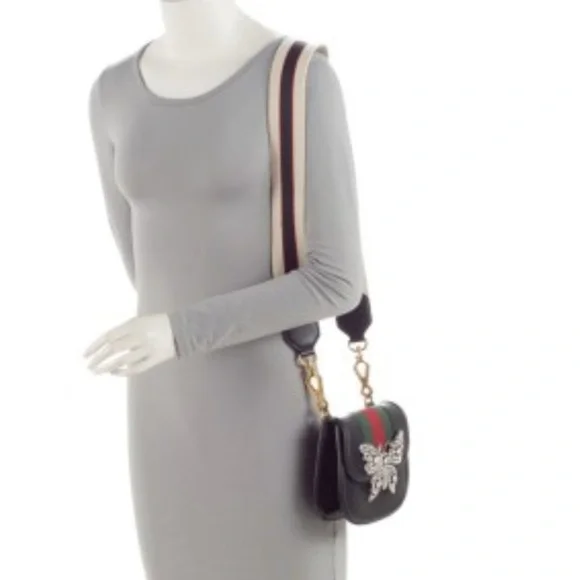 Gucci Leather Crystal Butterfly Linea Totem sherry line Crossbody & dust bag box - Picture 13 of 14